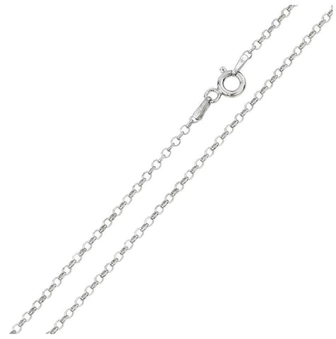 .925 Sterling Silver Rhodium Plated Rolo Flat Dc Chain 2mm