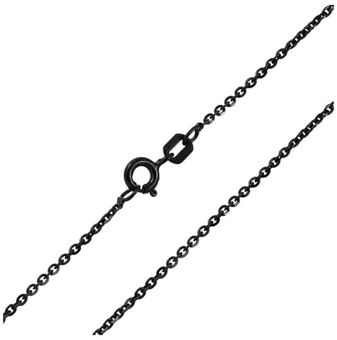 .925 Sterling Silver Black Rhodium Plated Rolo Edge D/c Chain, <b>size: 16</b>