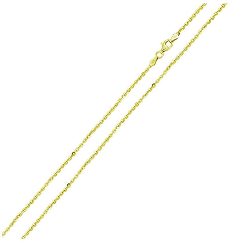 .925 Sterling Silver Gold Plated Rolo Edge Cut Chain, <b>size: 16</b>