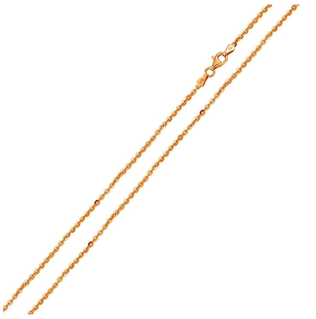 .925 Sterling Silver Rose Gold Plated Diamond Cut Edge Rolo Chains 1.3mm, <b>size: 16</b>