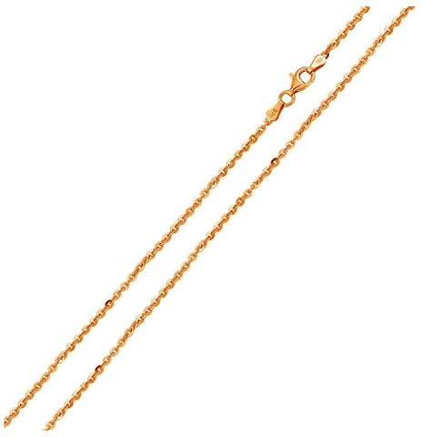 .925 Sterling Silver Rose Gold Plated Diamond Cut Edge Rolo Chains 1.7mm, <b>size: 16</b>