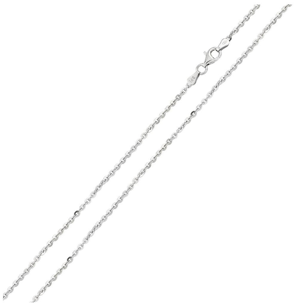 .925 Sterling Silver Rhodium Plated Diamond Cut Edge Rolo Chains 1.7mm, <b>size: 16</b>