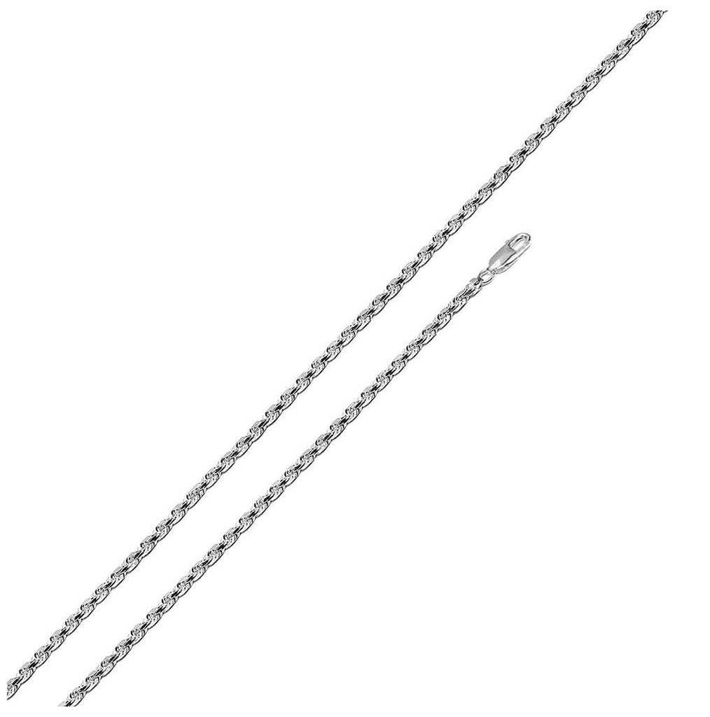 .925 Sterling Silver High Polished Rope Chain 1.3mm, <b>size: 16</b>