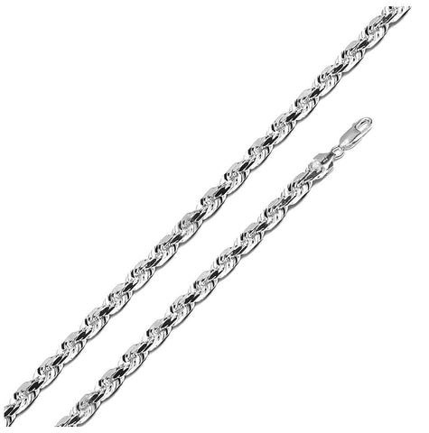 .925 Sterling Silver High Polished Rope Chain 4.4mm, <b>size: 18</b>