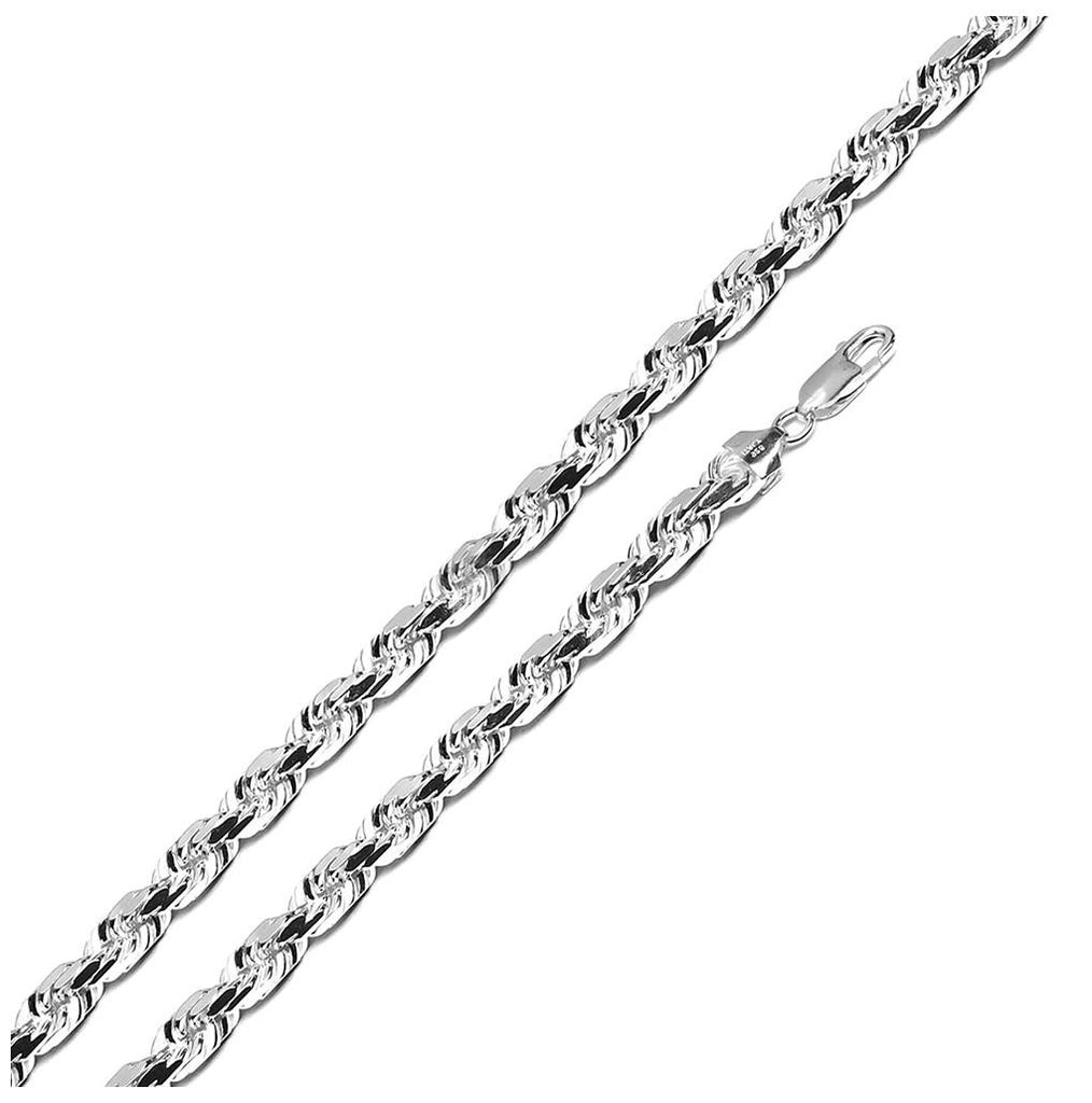 .925 Sterling Silver High Polished Rope Chain 5.7mm, <b>size: 22</b>