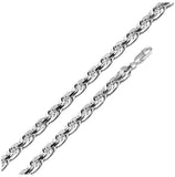 .925 Sterling Silver High Polished Rope Chain 7mm, <b>size: 24</b>