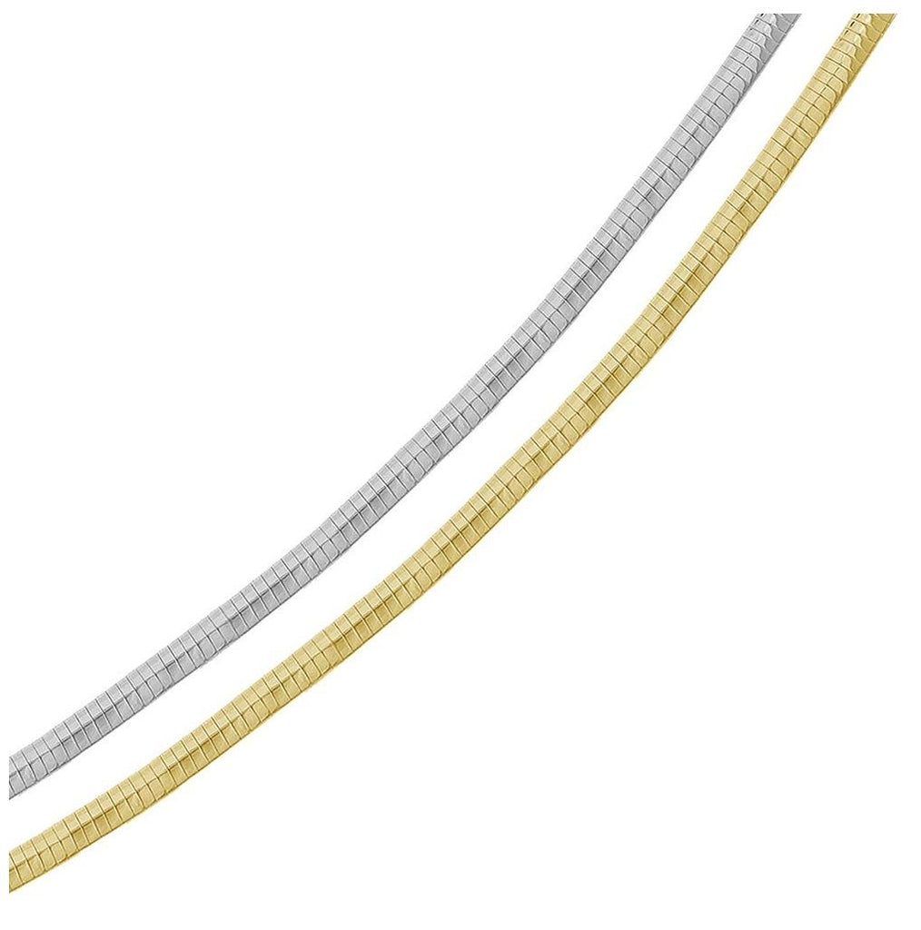 .925 Sterling Silver 2 Toned Reversible Flat Omega Chain, <b>size: 18</b>