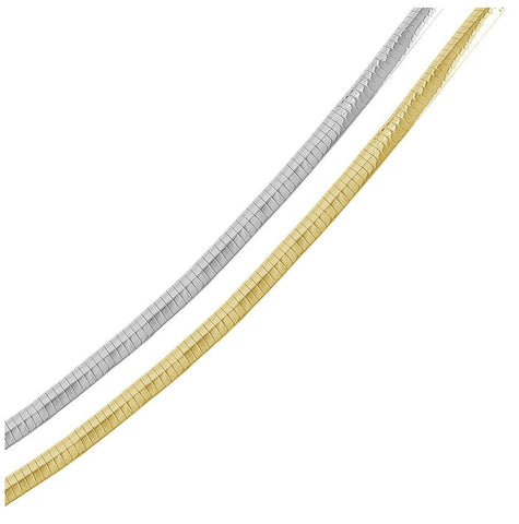 .925 Sterling Silver 2 Toned Reversible Flat Omega Chain, <b>size: 16</b>