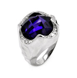 Brass Rhodium Plated Purple Center Stone Clear Outline Cz Ring, <b>size: 5</b>