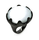 Brass Rhodium Plated White Round Stone Ring, <b>size: 5</b>