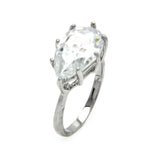 Brass Rhodium Plated Pear Shape Cz Ring, <b>size: 5</b>