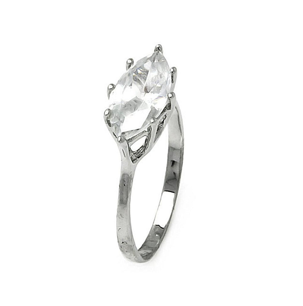 Brass Rhodium Plated Cat Eye Center Cz Stone Ring, <b>size: 5</b>