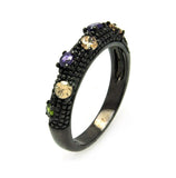 Brass Black Rhodium Plated Multiple Color Cz Ring, <b>size: 5</b>