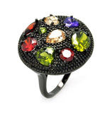 Brass Black Rhodium Plated Multiple Color Disk Ring, <b>size: 5</b>