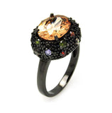 Brass Black Rhodium Plated Multiple Color Champagne Center Cz Ring, <b>size: 5</b>