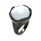 Brass Black Rhodium Plated White Stone Ring, <b>size: 5</b>