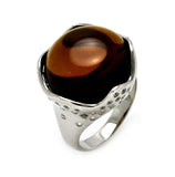 Brass Rhodium Plated Brown Stone Ring, <b>size: 5</b>