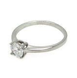 Brass Rhodium Plated Single Cz Ring, <b>size: 5</b>