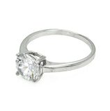 Brass Rhodium Plated Single Round Cz Ring, <b>size: 5</b>