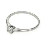 Brass Rhodium Plated Single Cz Ring, <b>size: 5</b>