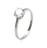 Brass Rhodium Plated Single Cz Ring, <b>size: 5</b>