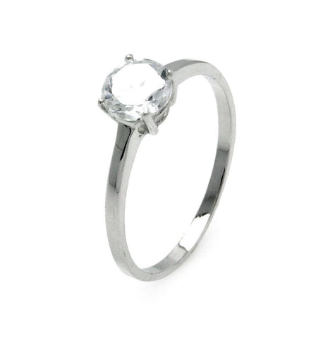 Brass Rhodium Plated Single Cz Ring, <b>size: 5</b>