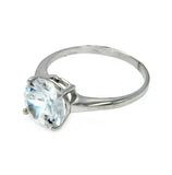 Brass Rhodium Plated Single Round Cz Ring, <b>size: 5</b>