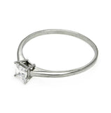 Brass Rhodium Plated Princess Cut Stone Cz Ring, <b>size: 5</b>