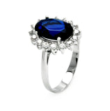 Brass Rhodium Plated Blue Cz Stone Ring, <b>size: 5</b>