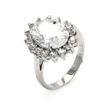 Brass Rhodium Plated Clear Cz Center Stone Ring, <b>size: 5</b>