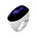 Brass Rhodium Plated Purple Oval Cz Stone Ring, <b>size: 5</b>