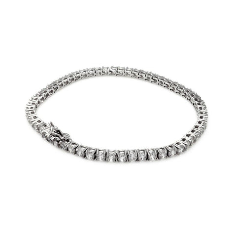 Brass Rhodium Plated Round Cz Tennis Stone Bracelet