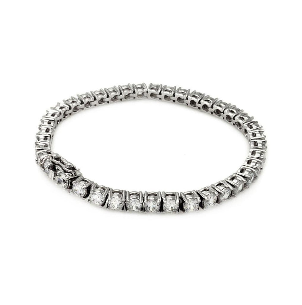 Brass Rhodium Plated Round Cz Tennis Stone Bracelet