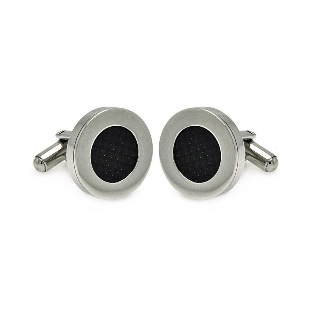 Stainless Steel Disc Carbon Fiber Cufflinks