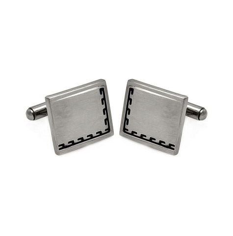 Stainless Steel Black Border Design Cufflinks