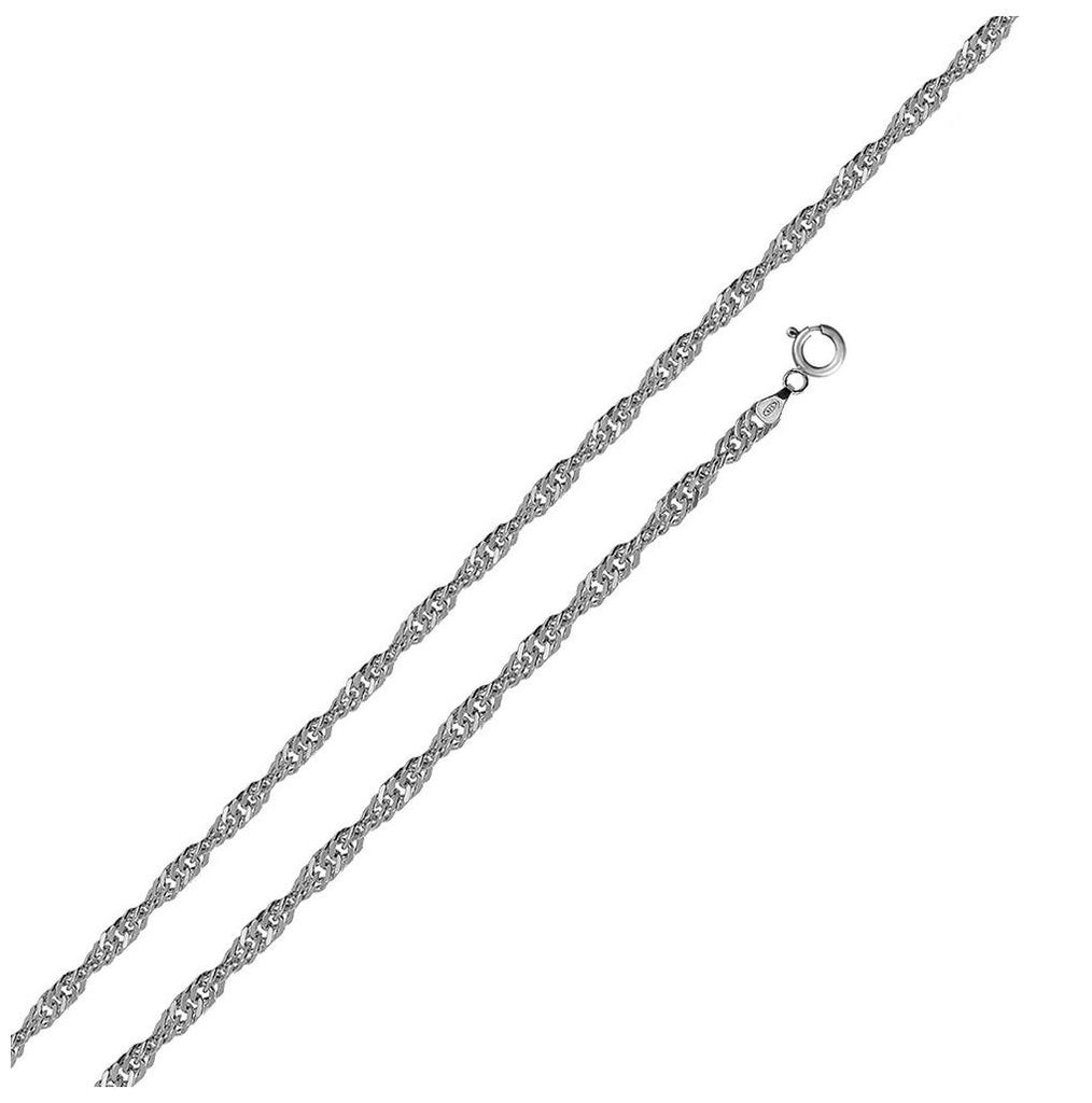 .925 Sterling Silver High Polished Singapore Chain 1.2mm, <b>size: 16</b>