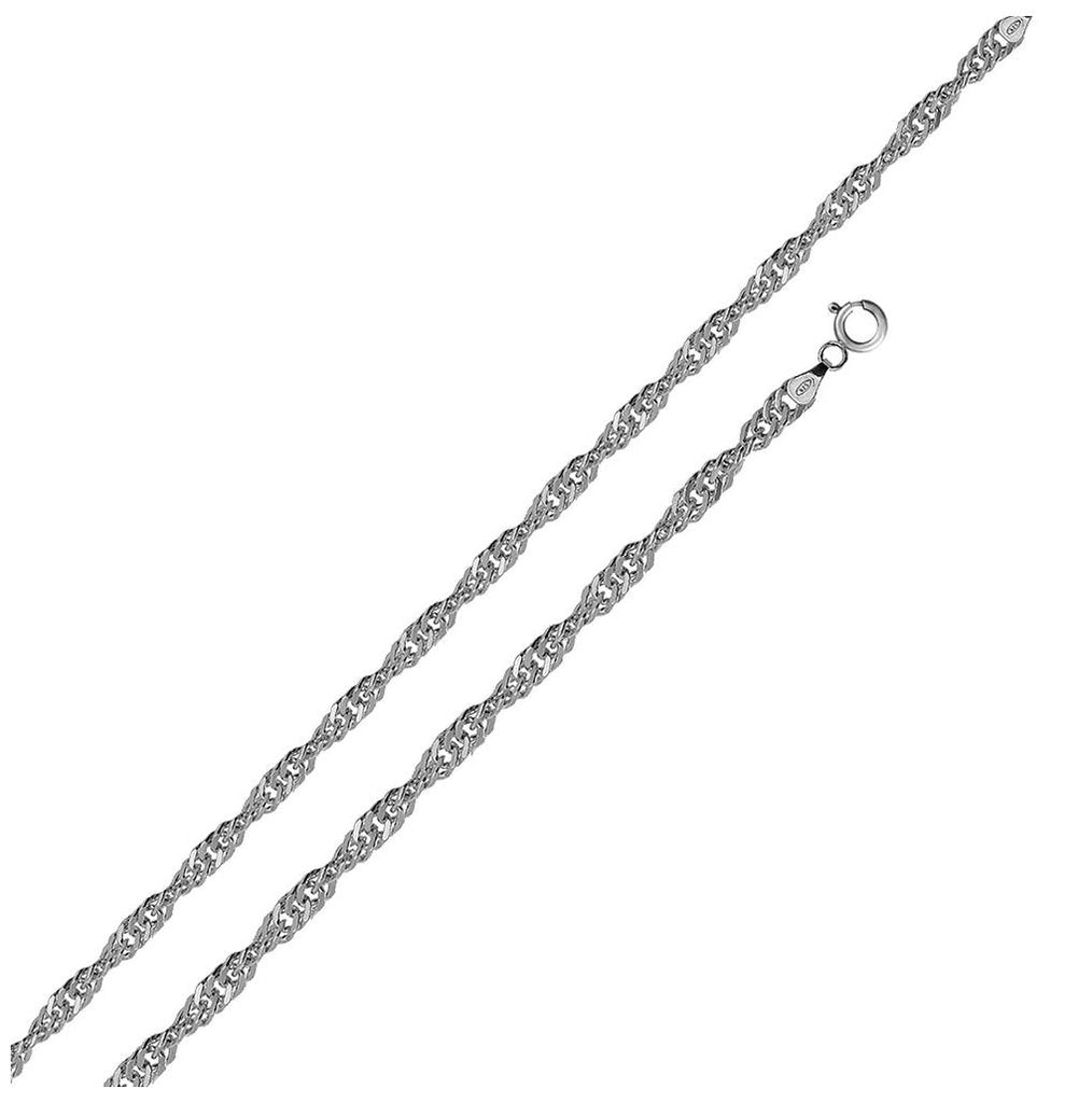 .925 Sterling Silver High Polished Singapore Chain 1.5mm, <b>size: 16</b>