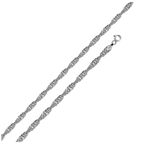 .925 Sterling Silver High Polished Singapore Chain 2mm, <b>size: 16</b>