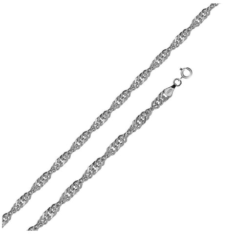 .925 Sterling Silver High Polished Singapore Chain 2.4mm, <b>size: 16</b>