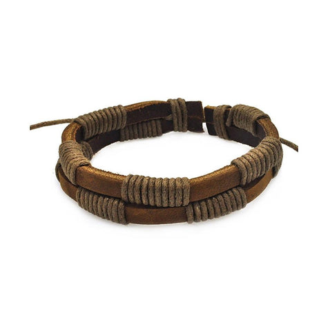 Stainless Steel Brown Leather Bracelet