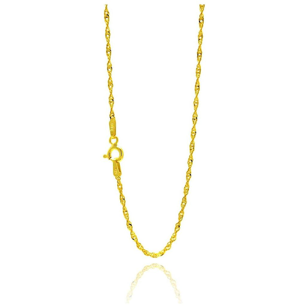 .925 Sterling Silver Gold Plated Singapore Link Chain, <b>size: 16</b>