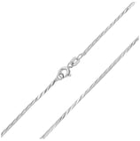 .925 Sterling Silver Rhodium Plated Snake 4 Sided Dc Chain, <b>size: 16</b>