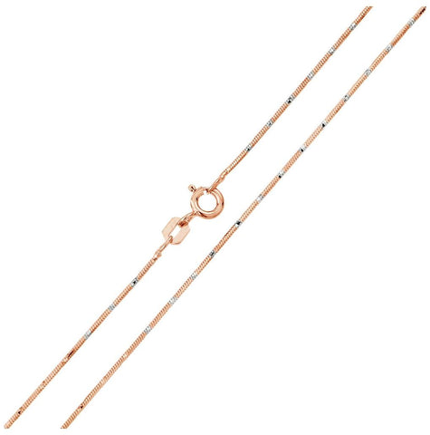 .925 Sterling Silver Rose Gold Plated 8 Sided Snake Dc Chain, <b>size: 16</b>