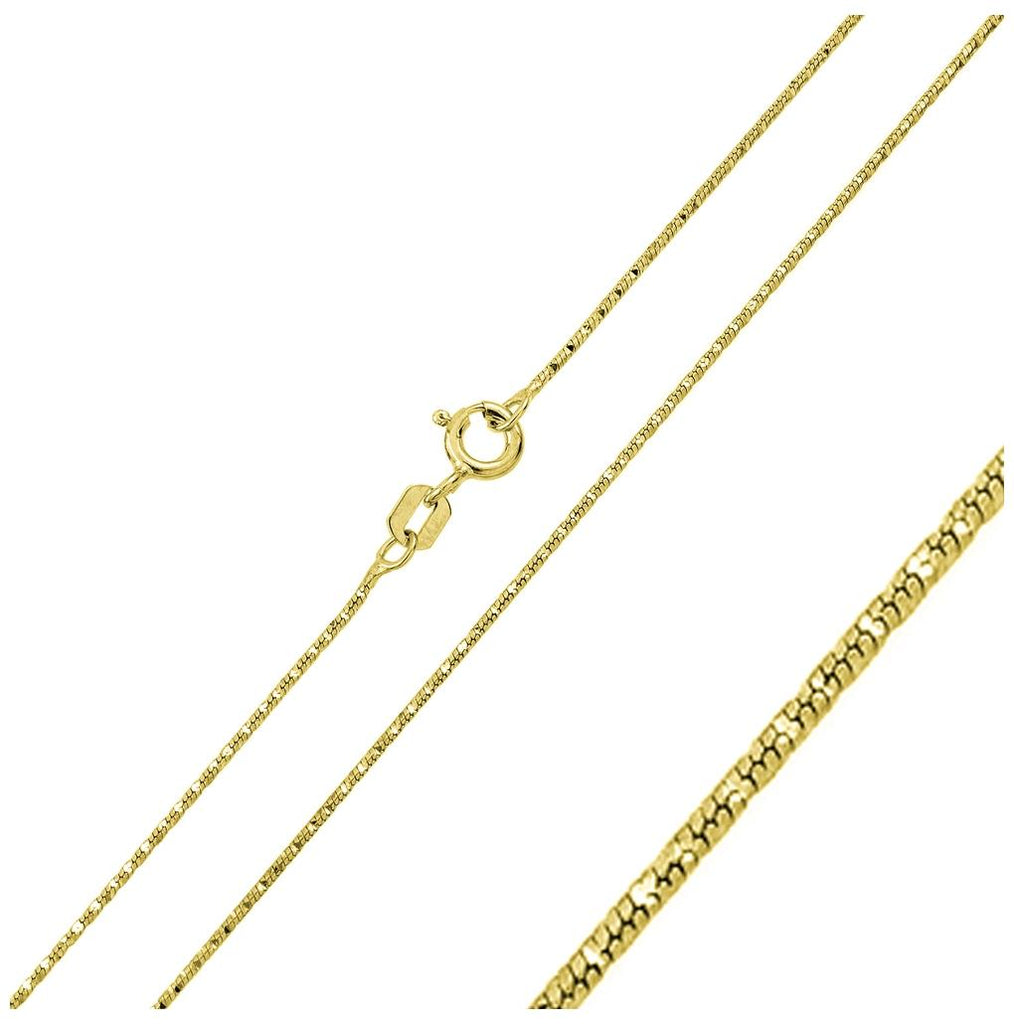 .925 Sterling Silver Gold Plated Round Snake Dc Chain #361, <b>size: 16</b>