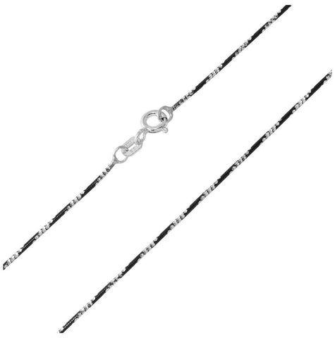 .925 Sterling Silver Black Rhodium Plated Round B/w Snake Chain With 4 Dc, <b>size: 16</b>