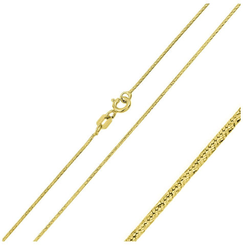 .925 Sterling Silver Gold Plated Round Snake Slash Dc Chain #357, <b>size: 16</b>