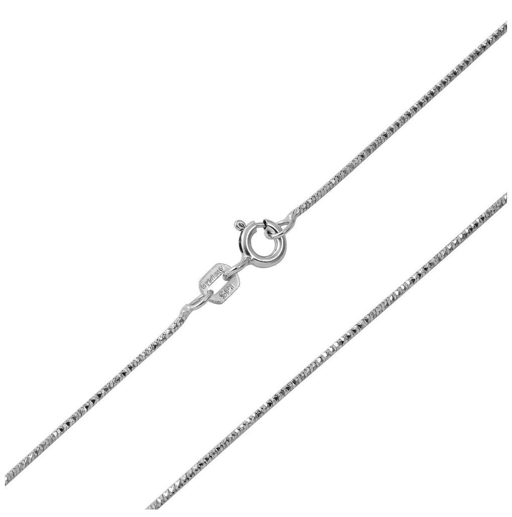 .925 Sterling Silver Rhodium Plated Snake Round Dc Chain, <b>size: 16</b>