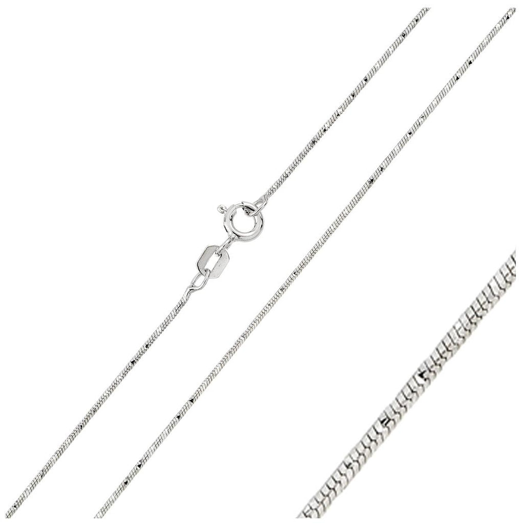 .925 Sterling Silver Rhodium Snake Round Magic Dc Chain, <b>size: 16</b>