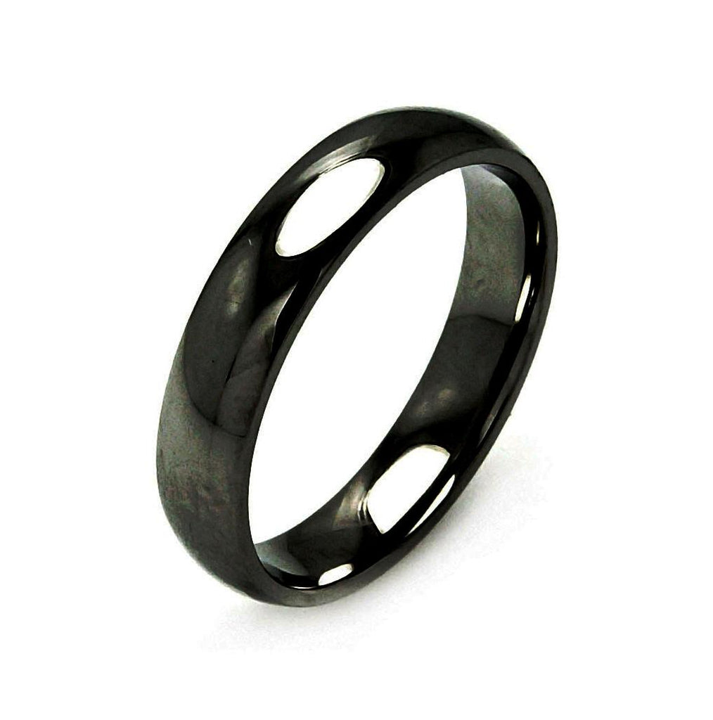 Men's Stainless Steel Black Color Band Ring 5mm, <b>size: 5</b>