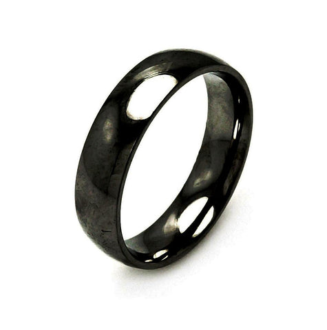 Men's Stainless Steel Black Color Band Ring 6mm, <b>size: 5</b>